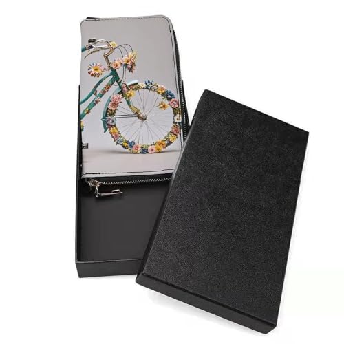 Flower Bicycle Wallet, Elegant Wristlet Wallet with Multi-Card Slots, PU Leather Long Purse for Women, Men3