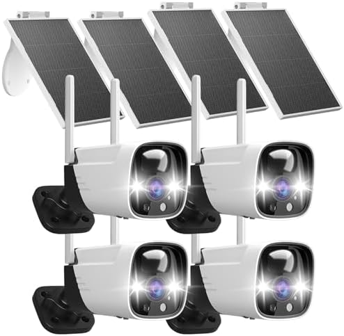 Rraycom 4 Pack Security Cameras Wireless Outdoor Solar Powered with AI ...