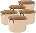 iPower 20 Gallon 5 Pack Grow Bags Nonwoven Fabric Pots Aeration Container with Strap Handles for Garden and Planting, 5-Pack Tan, 20 Gallon 20 Gallon