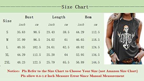 Brubobo Womens Funny Skull Graphic Tank Tops Summer High Neck Sleeveless Workout Tee Shirts (Small, Light Blue) #TOP1