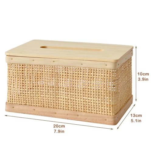 Tampa da caixa de tecido de vime retângulo casa suporte de gaveta de madeira vintage, caixa de tecid