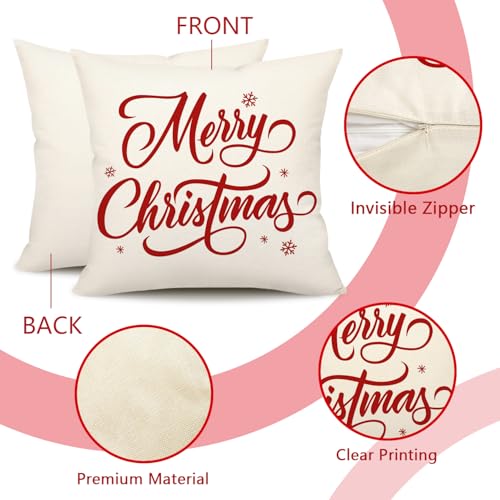 Festive Red Christmas Pillow Covers Set – Farmhouse Holiday Decor - Image 5