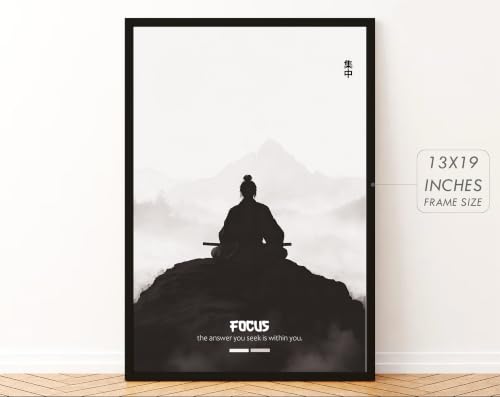 Image of Gamya Framed Japan Samurai Theme Motivational Quote Posters For Office, Living Room, Bedroom Wall Decor - Aesthetic Room Decor (13x19 Inches) (BF (HSAM))