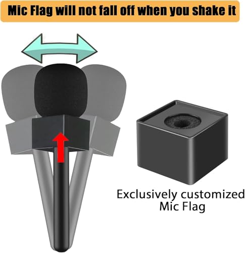 Image of Interview PRO Mic Handle Adapter with Black Flag & Foam Windshield