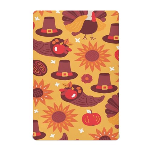 Moudou Thanksgiving Turkey Playard Sheet for Boy Girls, Soft Breathable Fitted Toddler Sheet for Standard Playard Bed Mattress, 39 x 27 x 5 Inch