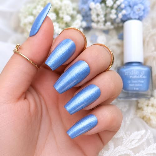 Image of Nail Polish for Women Metallic Finish Nail Paint 12 Toxin Free Long Lasting Quick Dry Vegan & Cruelty Free by Indie Nails (Aqua Gir)