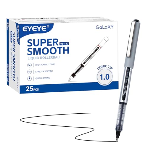 Stylos roller noirs de 1 mm EYEYE encre liquide séchage rapide pour bureau