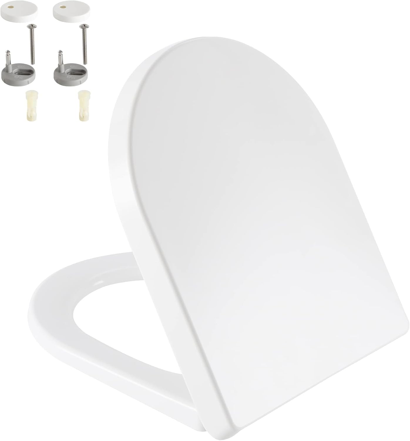 AOLALA D Shaped Soft Close Toilet Seat, White Toilet Seat Cover with