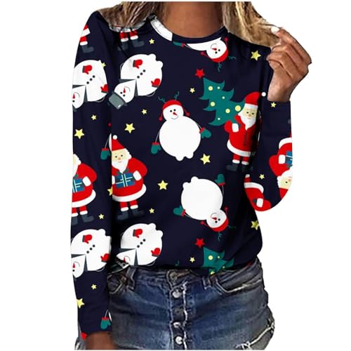 Image of Women's t Shirts Casual Soft Long Sleeve t Shirts Christmas Jumpers for Women Plus Size Christmas top Long Sleeve Tops Sleeved top