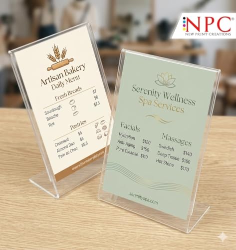 Image of Clear Acrylic Sign Holder, A4 Size (8.3 x 11.7 inches), Double-Sided Display Stand, Table Top (Single-Sided)