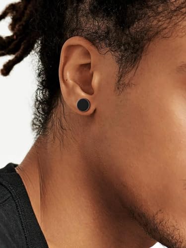 U7 925 Sterling Silver Black Onyx Stud Earrings with Viking Rune Cubic Zirconia Earrings for Men Women2