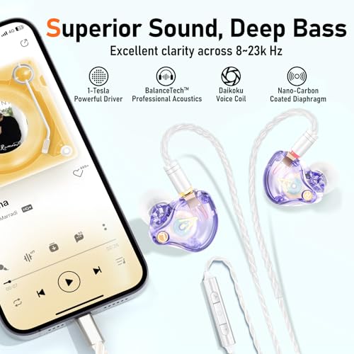 Image of Audiovance Vibes 202ML HiFi Wired Earbuds for iPhone 14 /13 /12 /11 /X, Pro Max