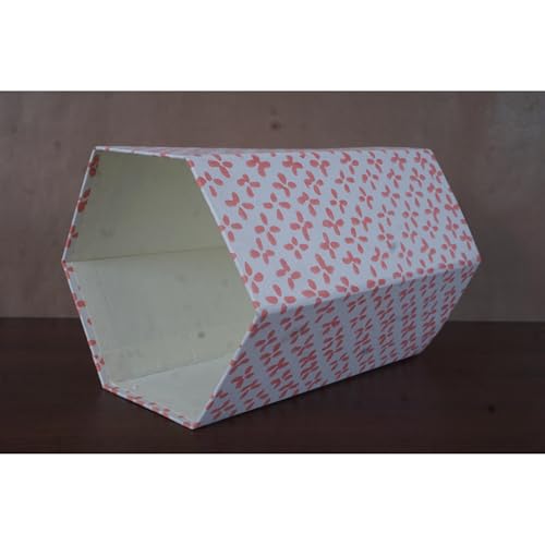Image of Floral Hand Block Printed 3.3 Gallon Decorative Waste Basket - Eco-Friendly Cardboard Trash Can, Plastic-Free & Sustainable, Perfect for Christmas and Housewarming Gifts (1, Pink DOT)