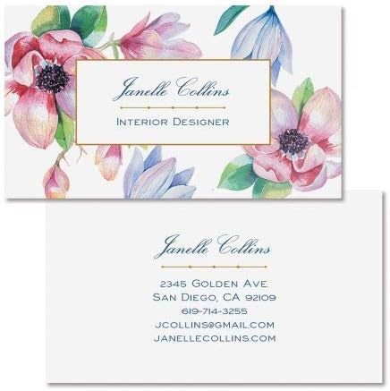 Magnolia Personalized Business Cards - Set of 250, Double Sided 2" x 3 1/2" custom business card design; 150# Text Stock