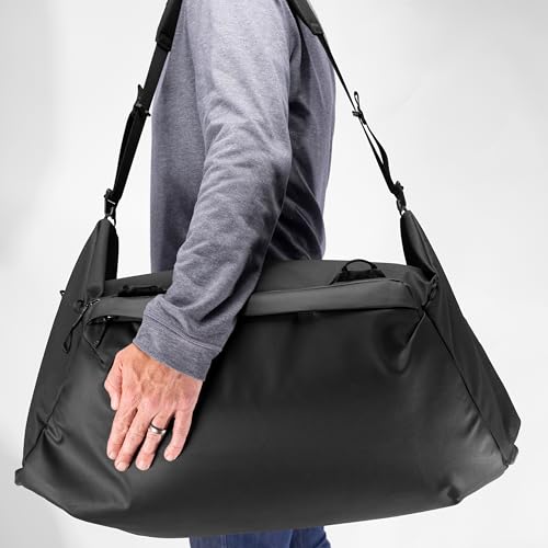 Image of Peak Design Travel Duffel 65L, Black, Extra-Wide Single Zip Access, Weatherproof Shell, 4 External Pockets, Fits Packing Cubes & Camera Cubes, Ideal for Longer Trips, Versatile Duffel Bag for Travel