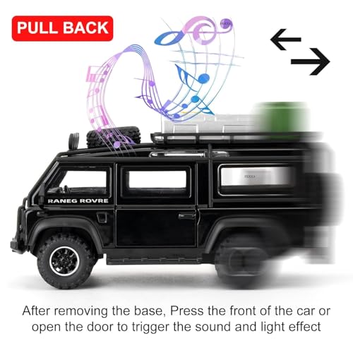 Image of FEXXA 1 /32 Compatible for Land Rover Van Model Car, Pull Back Diecast Collectible Car Toy with Sounds&Lights for Kids Boys Girls and Adults, Gift (BLACK1)