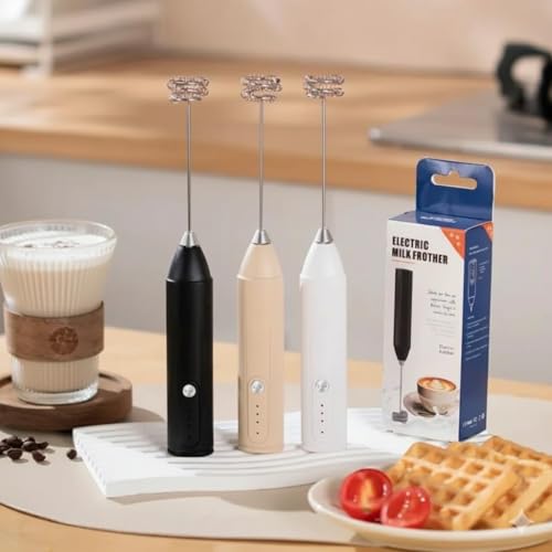 Image of Electric Milk Frother Rechargeable Handheld Coffee Frother Beater Whisk for Hot & Cold Coffee (Multicolor)