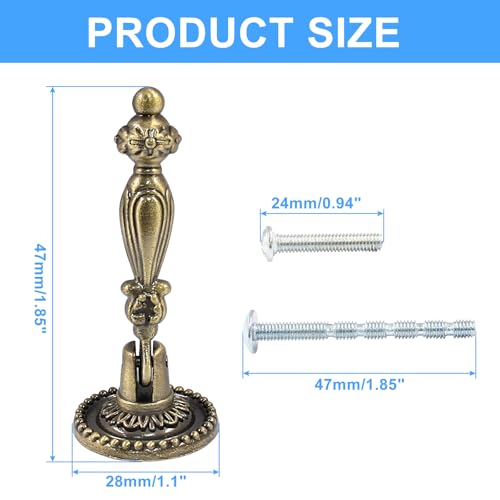 Bonsicoky 6PCS Antique Style Tear Drop Pulls - Vintage Cabinet Decorative Pull Handle Knob for Drawer, Dresser, Wardrobe - Bronze - Image 2