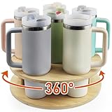 AZBFAN Water Bottle Organizer for Stanley Tumbler, Rotatable Stanley Cup Organizer for Kitchen Cabinets, Tumbler Holder Organizer for Stanley Cup Accessories(Wood)