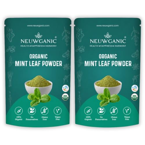 Image of Neuwganic - Organic Mint Leaf Powder - Pudina Powder - India Organic and Usda Certified - Ideal for Cooking, Seasoning & Cosmetics Use - 200 Gm Pack of 2
