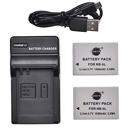 DSTE NB 5L   Batería de iones de litio (2 unidades) y cargador micro USB compatible con Canon PowerShot S100, S110, SD900 is, SD950 is, SD970 is, SD990 is, SX200 is, SX210 is, SX220 is, SX230 HS