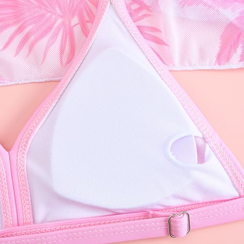 Girls 4 Piece 𝐇awaiian Tankini Sets Floral Bikini Swimwear & Sun 𝐏rotection Cover Up Crop Top & Pants Swimsuit3