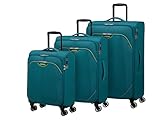 American Tourister Poproll - Set di 3 valigie morbide (Bagaglio a mano, Media, Grande), Leggero - Verde (Teal)