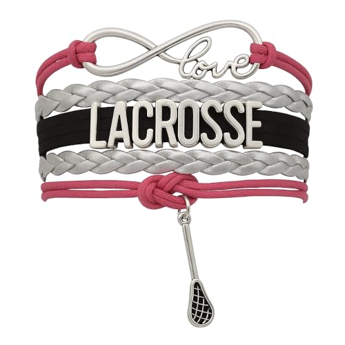 Image of SportyBella Lacrosse Bracelets For Girls - Adjustable Charm Bracelet w /Infinity Symbol & Silver Lacrosse Stick Charm. Friendship Bracelet Gifts for Players, Teams & Coaches