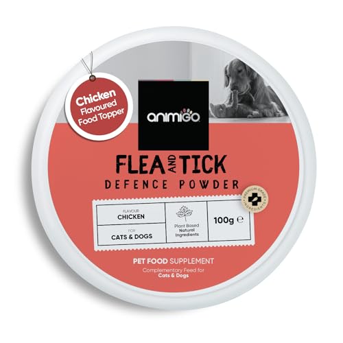 animigo Flea Powder For Cats & Dogs 100g, Natural Chicken Flavor With Vitamins & Garlic Powder - Effective & Natural Supplement (Alternate Of Flea Tablets For Dogs & Cats) - For Immunity & Digestion