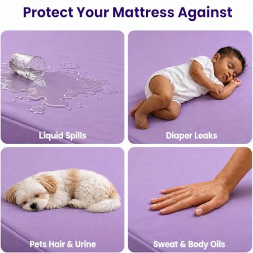 Image of Waterproof Mattress Protector 6x6.5 Feet (72x78) | Elastic Fitted Bedsheet | Soft & Durable Gadda Cover Dustproof By Bharat Griha BG16