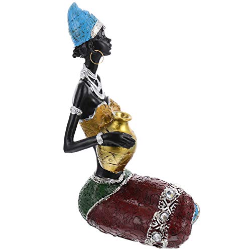 BESPORTBLE 1 Unidade Enfeite De Mulher Africana Decoração De Casa Escultura De Mão Estatueta Étnica