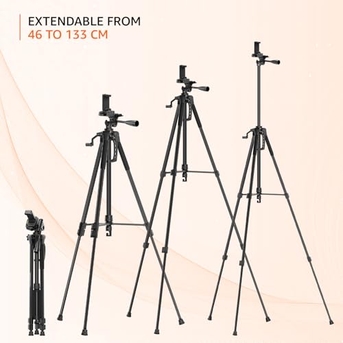 Image of Amazon Basics 67 Inch (170CM) Tripod for DSLR, Camera | Operating Height: 5.57 Feet| Maximum Load Capacity up to 5kg | Portable Lightweight Aluminum Tripod 360 Degree Ball Head | Carry Bag (Black)