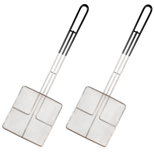 Coated Wire Mesh Strainer with Long Handle | 2-Pack | 6.5" Square...