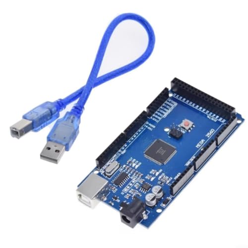 Placa de desarrollo para Arduino para Mega 2560 R3, chip CH340G, versión mejorada con cable USB, plataforma abierta para programación, voltaje de funcionamiento 6-12 V, azul (B)