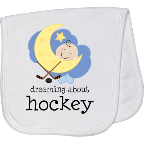 inktastic Dreaming About Hockey Baby Burp Cloth White Ee31