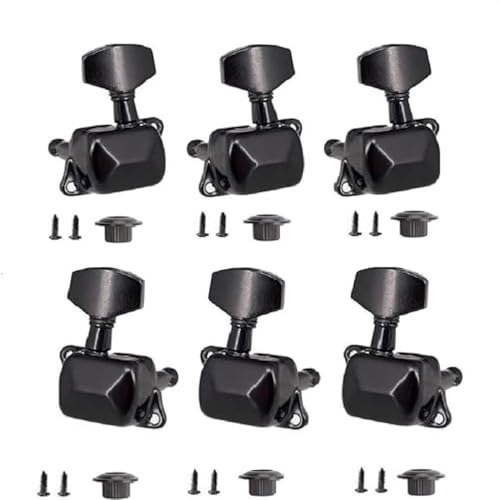 Jindizi 6 Pieces Semi-closed Guitar String Tuning Pegs Tuner Machine Heads Knobs Tuning Keys for Acoustic or Electric Guitar（3L+3R /Black)