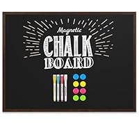 DOLLAR BOSS Magnetic Large Chalkboard 90 X 120cm Wall Mounted Large Blackboard Kitchen Black Boards for Walls Menu Chalk Board Rustic Wooden Frame for Office School Coffee Kitchen
