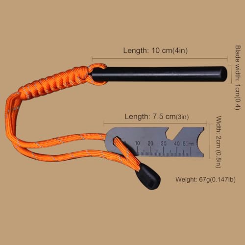 BA-KOR U.S.A 11 "DC53 Steel Hunting Knife & Sheath +4" Flint Fire Starter, Ac...