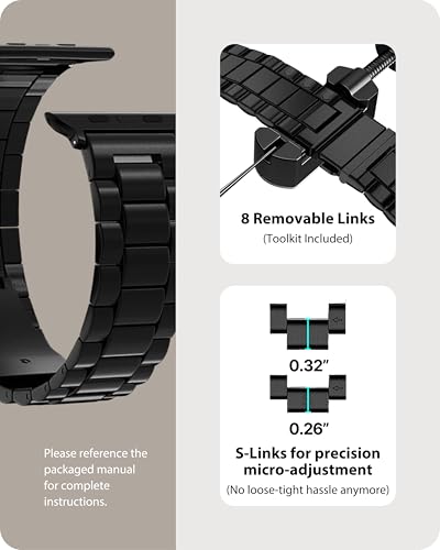 Fullmosa Compatible with Apple Watch Straps 44mm 46mm 45mm 49mm 42mm 41mm 40mm 38mm, Metal Stainless Steel Replacement Bands for iWatch Ultra SE 3 2 1 Series 11 10 9 8 7 6 5 4, Black & Protective Case - Image 3