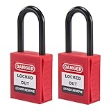 HOLULO Cadenas de sécurité pour verrouillage, kit de verrouillage de sécurité avec isolation en nylon pour extérieur, ensemble de cadenas de sécurité avec 4 clés, kit de verrouillage de sécurité rouge pour électriciens/site industriel (2 cadenas avec clés)