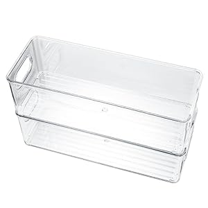 YiPHomn Koelkastorganizer, set van 2, koelkast-opbergdozen, organizer, voorraaddozen met handvat, transparant, voor keuken, koelkast, kasten, cosmetica, kantoormateriaal