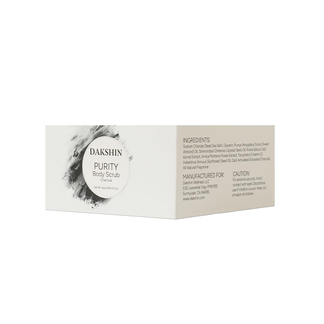 DAKSHIN Purity Body Scrub | Carvão ativado e sal do Mar Morto | Esfoliante esfoliante de