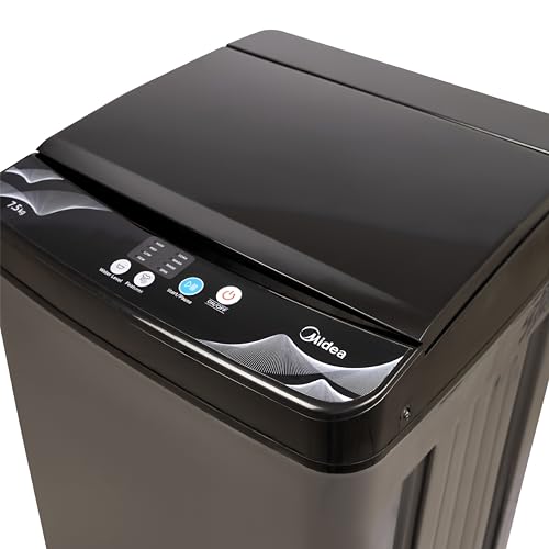 Image of Midea 7.5 Kg 5 Star Fully Automatic Top Load Washing Machine, Spiral Stream Tub, Dual Waterfall, 6 Petal Pulsator, Magic Filter (MWMTL075FP0PNMB, Auto Restart, Mid Black)