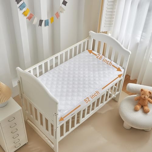 Image of BEDLORE Waterproof Mattress Protector Crib, 2 Pack Soft Mattress Pad, Noiseless Machine Washable Mattress Cover, Ultimate Protection for Your Baby's Crib Toddler Bed (52''x28'')