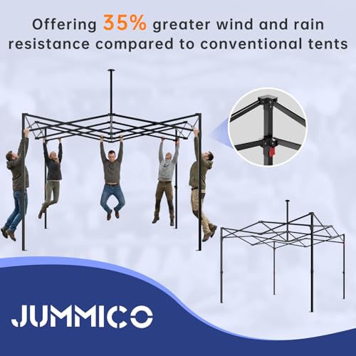 JUMMICO 3x3m Schwerlast-Faltpavillon für Extremes Wetter｜Spitzdach & 110g silberbeschichtetes Oxford｜Verstärkte Klettfixierung｜Mehr Stauraum & Stabilität