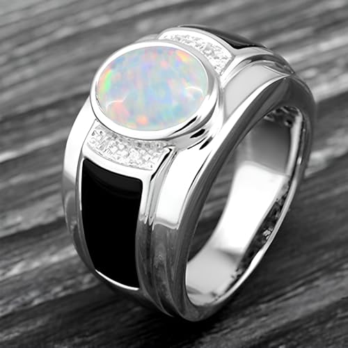 2CT Oval Cut Gemstone with Moissanite Side Stone Engagement Rings for Men 10K 14K 18K Gold Birthstone Luxury Wedding Band Men's Rings Anniversary Jewelry Gifts for Him/Father/Husband2