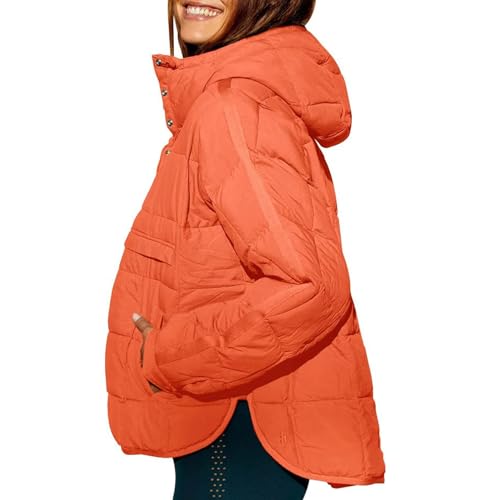 Womens Oversized Puffer Jacket Long-Sleeve Hooded Puffer Coat Packable Hooded Lightweight Warm Winter Coat Tops2