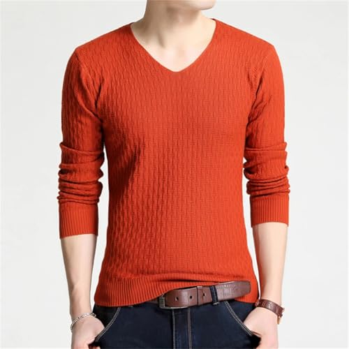 Slim Fit Wool Sweater for Men Long Sleeves Knit Pullover V Neck Lightweight Soft Jumper Top2