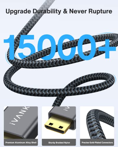 Ivanky Mini Hdmi To Hdmi Cable 6Ft, 4K@60Hz High Speed Hdmi To Mini Hdmi Cable, Aluminum Shell Braided Hdmi 2.0 Cord, Compatible With Dslr Camera, Camcorder, Tablet And Graphics/Raspberry Pi Zero W #TOP3