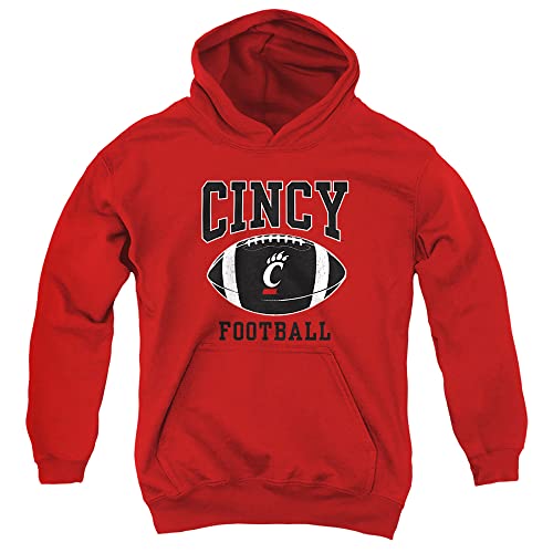 University of Cincinnati Official Football Ball Youth Kids Boy/Girls Pull-Over Hoodie,Red, Large